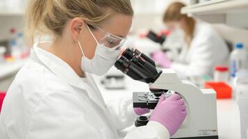 Focused Scientist in a Laboratory Setting, Deeply Engaged in Research photo