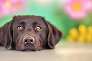 Chocolate Labrador's Gentle Gaze A Portrait photo