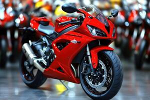 Fiery Red Sportbike A Stunning Display of Modern Motorcycle Design photo