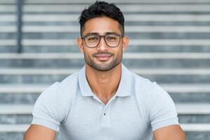 Portrait of a Handsome Man with Glasses photo