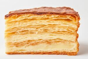 A Delectable Slice of Flaky, Layered Pastry with Creamy Custard Filling photo