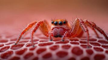 Magnificent Jumping Spider on a Honeycomb Surface photo