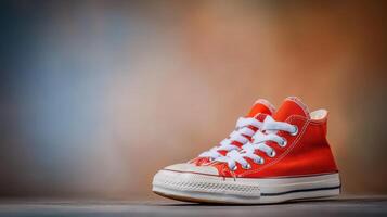 Vibrant Red Canvas Sneakers A Timeless Style photo