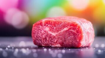 A of Fresh Raw Beef Steak Ready for Cooking photo
