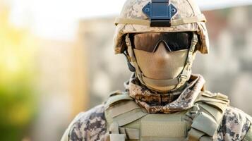 Military Personnel in Camouflage Uniform Ready for Action photo