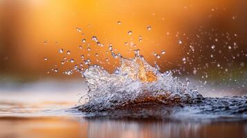 Stunning Water Splash in Golden Sunlight A Breathtaking Nature Capture photo