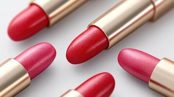 Luxurious Red and Pink Lipstick Collection Exquisite Beauty Products photo