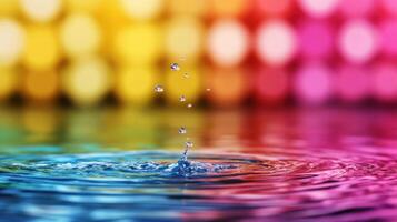 Stunning Colorful Water Splash, Vibrant Ripples and Drops photo
