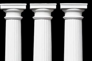 Three Elegant White Columns on a Black Background photo
