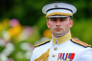 Distinguished Military Officer in Formal Uniform photo