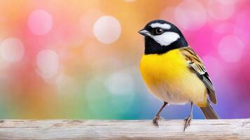 Stunning of a Vibrant Yellow Bird on a Branch, Capturing Nature's Beauty. photo