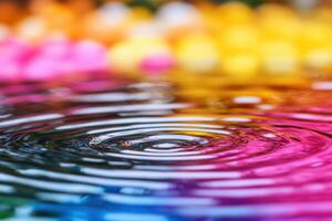 Colorful Ripples on Water Surface A Vibrant Abstract Art photo