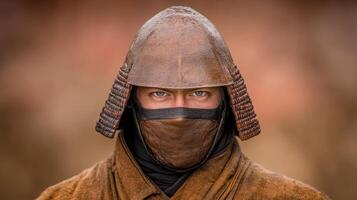 Intrepid Samurai Warrior in Traditional Attire photo