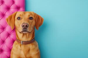 Charming Labrador Dog Portrait Against Vibrant Background photo
