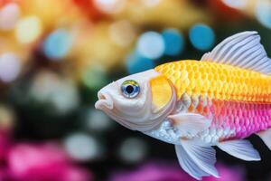 Stunning Koi Fish in Vibrant Colors A Colorful Underwater Masterpiece photo