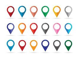 Colorful Flat Map Markers Set for Design and Navigation. vector