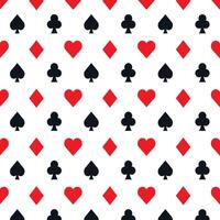 Seamless Pattern of Playing Card Suits on White Background. vector