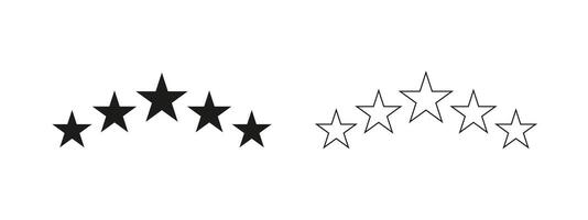 Black Star Rating Icons in half circle shape for Website or App. vector