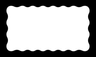 Rectangular shape with undulated inside edges. Rectangle frame with wavy inner borders. Mirror, picture or photo frame, empty text box or tag isolated on white background. illustration vector