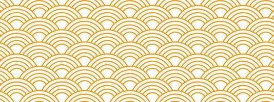 Repeating orange arch shapes. Suns wallpaper. Japanese seigaiha pattern. Waves background. Scallops print. Fish squama or dragon scale. Geometric ornament with round shapes. flat illustration vector