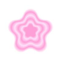 Pink concentric flower shape in gradient blurry style isolated on white background. Trendy y2k sticker with y2k aura effect. illustration vector