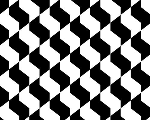 Sao Paulo beach sidewalk pattern. Repeated black and white geometric shapes texture in Portuguese pavement style. Wall or floor mosaic tile background. graphic illustration