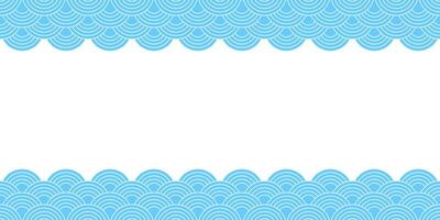 Seigaiha background with empty space. Blue and white waves or clouds pattern. Sea or ocean scallops print. Fish squama or dragon scale. Geometric ornament with round shapes. flat illustration vector