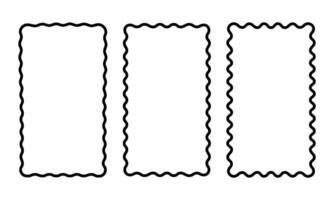 Set of vertical rectangle frames with wiggly edges. Rectangular shapes with scalloped borders. Mirror, picture or photo frameworks or boxes isolated on white background. graphic illustration vector