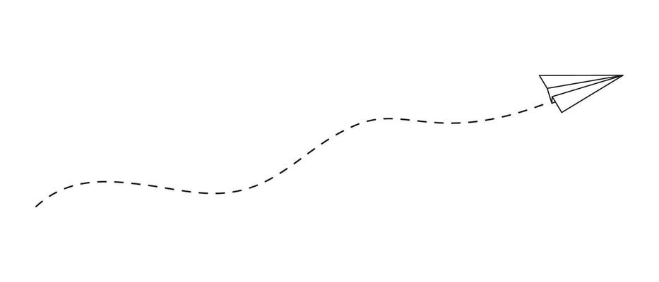 Paper airplane icon with trail dashed line. Vacation, journey or business trip concept. Online message symbol. Delivery, destination or creative sign. Good idea concept. outline illustration