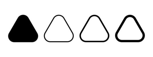 Set of triangular shapes and frames with rounded corners. Triangle figures isolated on white background. Empty road sign templates. graphic illustration vector