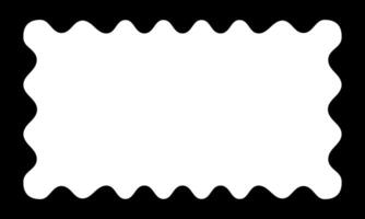 Rectangle frame with wavy inner borders. Rectangular shape with undulated inside edges. Mirror, picture or photo frame, empty text boxes or tags isolated on white background. illustration vector