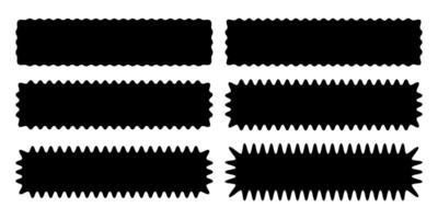 Set or rectangular shapes with wavy borders. Tags or labels, stickers or stamps, highlight rectangle boxes with curvy wiggly edges isolated on white background. graphic illustration vector
