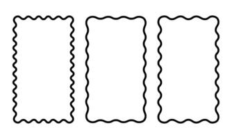 Set of vertical rectangle frames with wavy edges. Rectangular shapes with curvy borders. Mirror, picture or photo frameworks. Empty text boxes isolated on white background. illustration vector