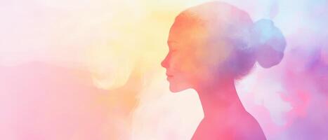 Elegant silhouette against a colorful background photo