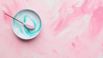 Creating colorful abstract art with paint mixing photo