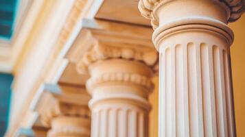 Carved columns in classic architecture photo