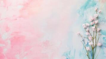 Beautiful pastel background with delicate flowers photo