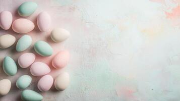 Pastel eggs arranged on a soft textured background photo