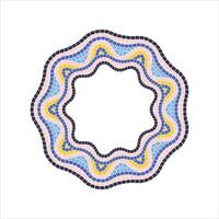 Mosaic circle frame wavy border pattern. vector