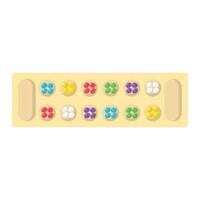 Mancala Traditional Board Game Flat Illustration. Clean Icon Design Element on Isolated White Background vector