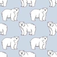 Seamless pattern with polar bears. Polar bears on light blue surface. Sketch illustration, background. vector