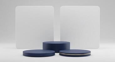 Three white blank cards with blue boxes on a white background photo