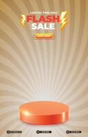 limited flash sale discount portait template banner with blank space 3d podium for social media post product sale with abstract gradient background design vector