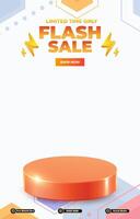 limited flash sale discount portait template banner with blank space 3d podium for social media post product sale with abstract gradient white background vector