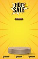 hot sale discount portait template banner with blank space 3d podium for social media post product sale with abstract gradient background vector