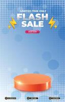 limited flash sale discount portait template banner with blank space 3d podium for social media post product sale with abstract gradient background vector