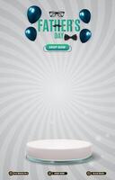 father day sale discount portait template banner with blank space 3d podium for social media post product sale with abstract gradient white background design vector