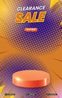 clearance sale discount portait template banner with blank space 3d podium for social media post product sale with abstract gradient orange background design vector