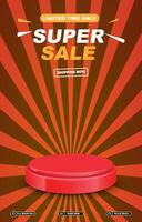 limited super sale discount portait template banner with blank space 3d podium for social media post product sale with abstract gradient brown background design vector