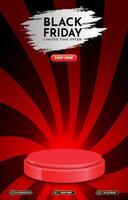 limited black friday discount portait template banner with blank space 3d podium for social media post product sale with abstract gradient red background design vector